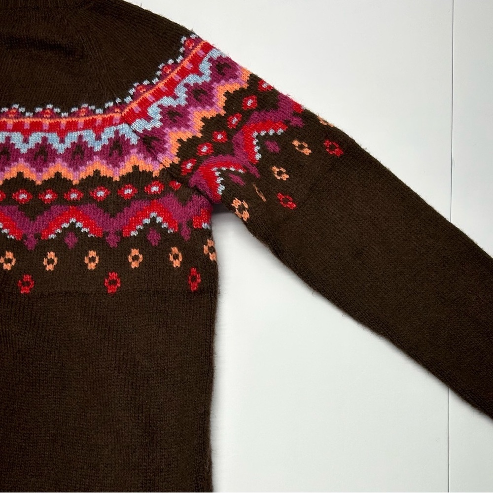 Lou & Grey Chocolate Knit Fairisle Mock Neck Sweater Women’s S Colorful - Picture 5 of 16